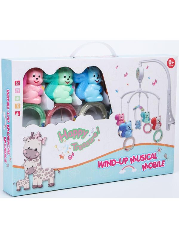 Мобиль музыкальный «Белочки на кольце», заводной, наклейка МИКС