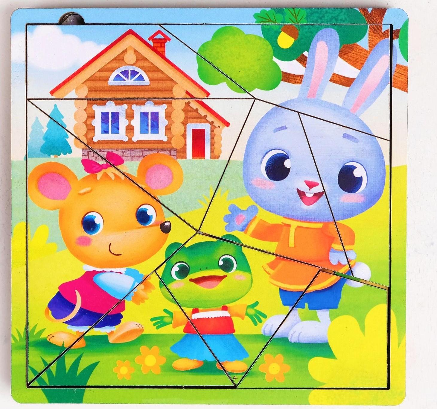 Пазл разрезной «Сказки для малышей», 3 картинки в раме