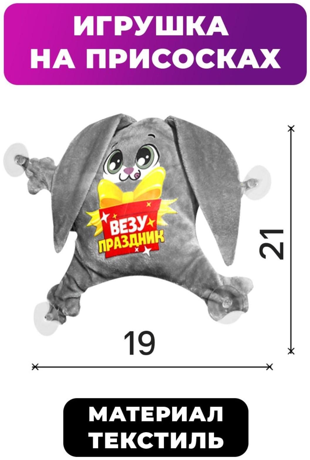 Автоигрушка на присосках «Везу праздник», зайка, 19 см х 4 см х 21 см