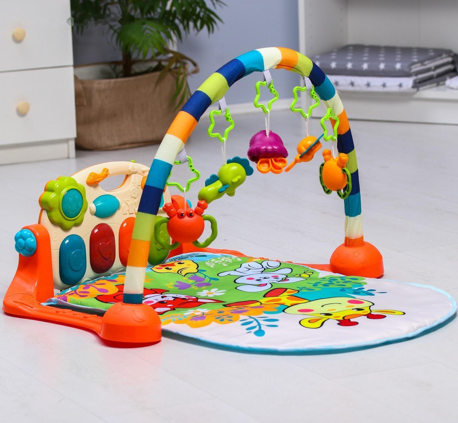 Музыкальный развивающий коврик Жирафики «Жирафик и друзья», с игровой панелью 75х49х0,5 см.