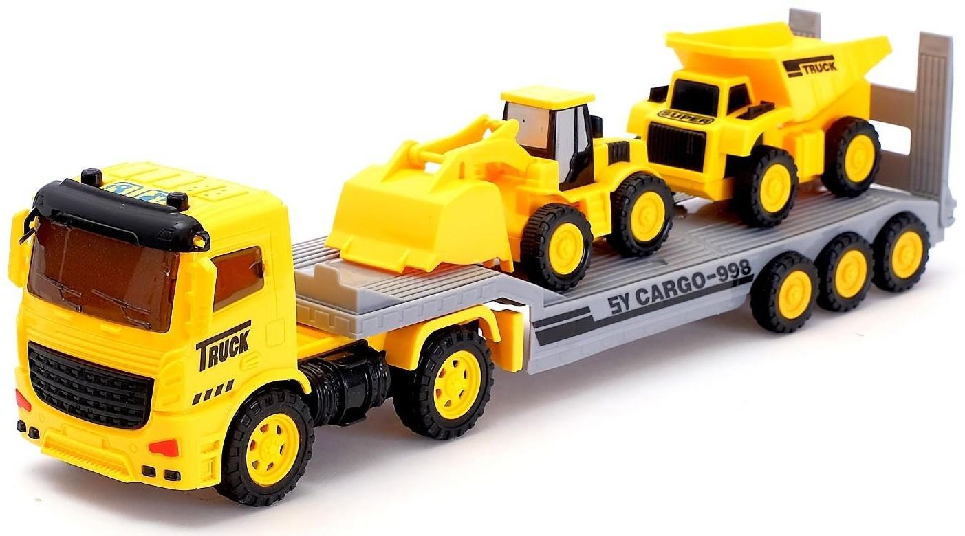 Грузовик инерционный «Трейлер» с спецтехникой, световые эффекты, МИКС