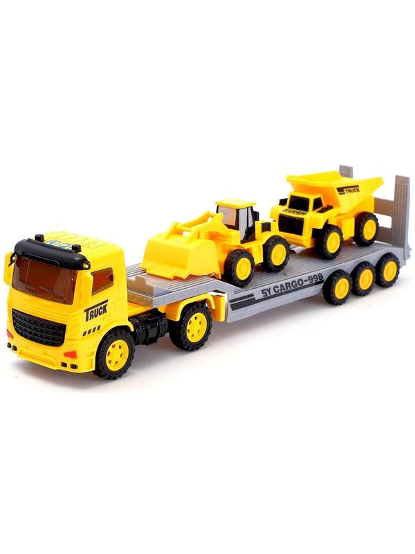 Грузовик инерционный «Трейлер» с спецтехникой, световые эффекты, МИКС