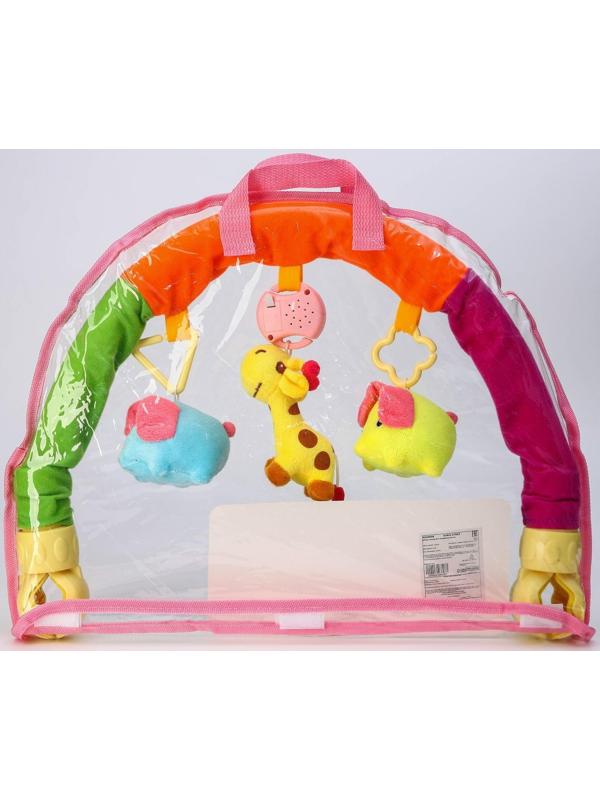 Дуга игровая музыкальная на коляску/кроватку «Слоники», 3 игрушки, цвета МИКС, р-р 42-68 см