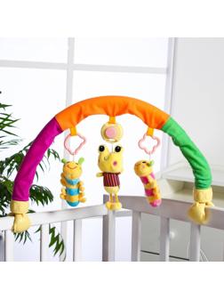 Дуга игровая музыкальная на коляску/кроватку «Гусенички», 3 игрушки, МИКС, р-р 32-52