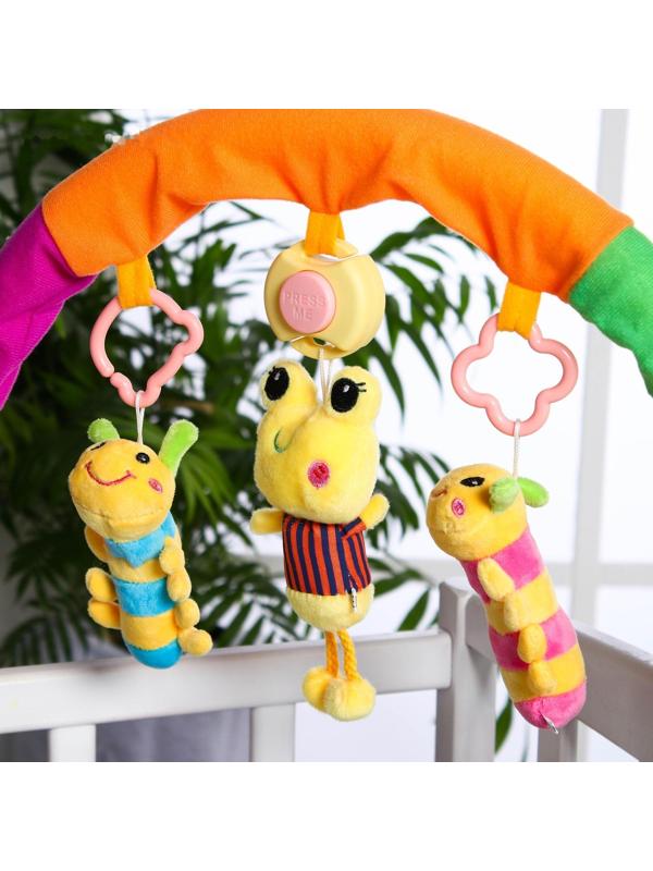 Дуга игровая музыкальная на коляску/кроватку «Гусенички», 3 игрушки, МИКС, р-р 32-52