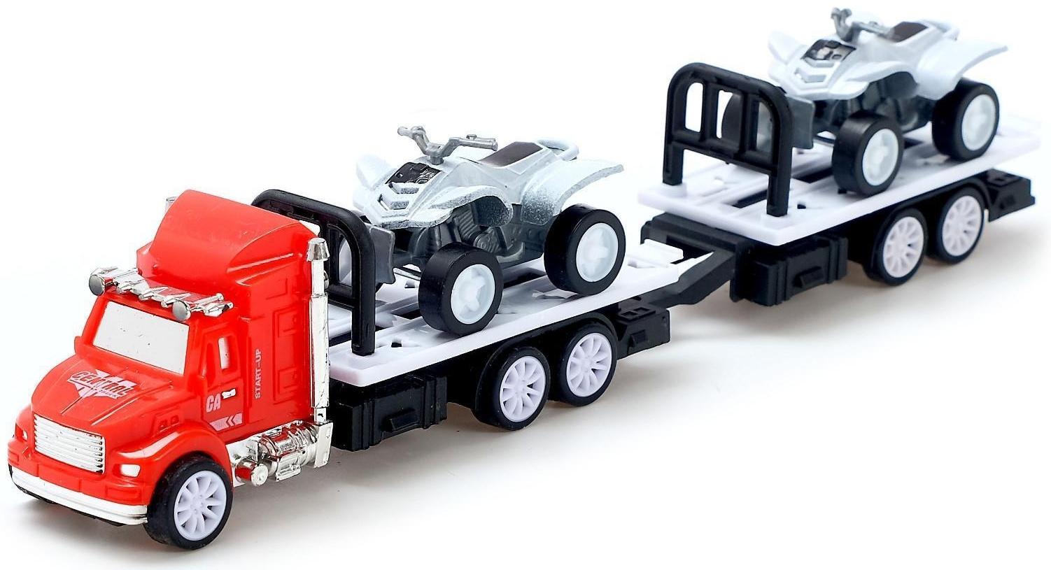 Грузовик инерционный «Перевозчик» с 2 квадроциклами, МИКС