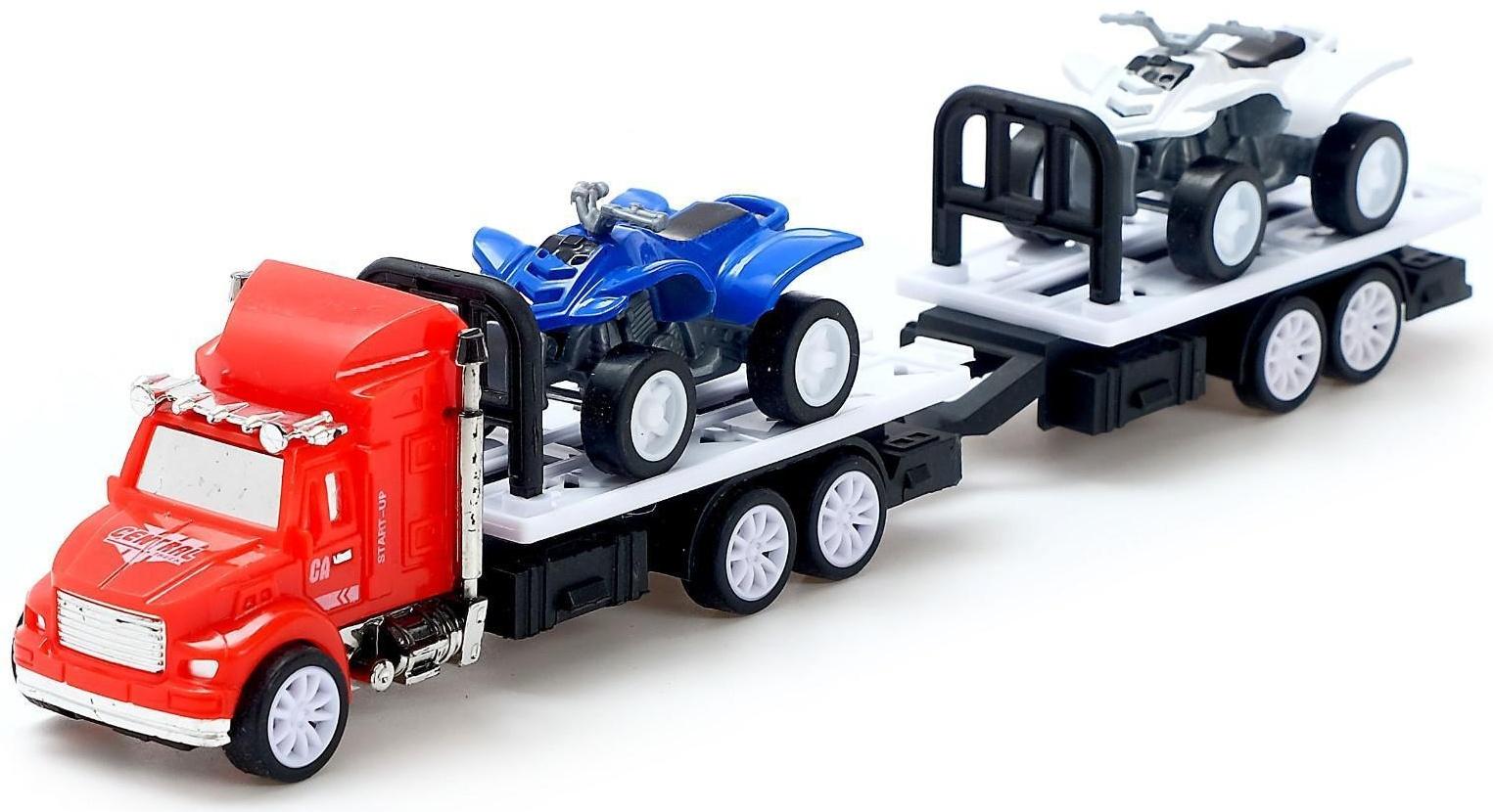 Грузовик инерционный «Перевозчик» с 2 квадроциклами, МИКС