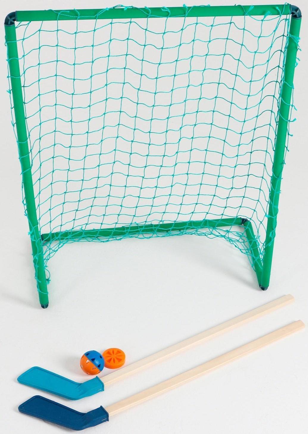 Набор хоккейный 5 в 1: ворота, 2 клюшки, шайба, мячик