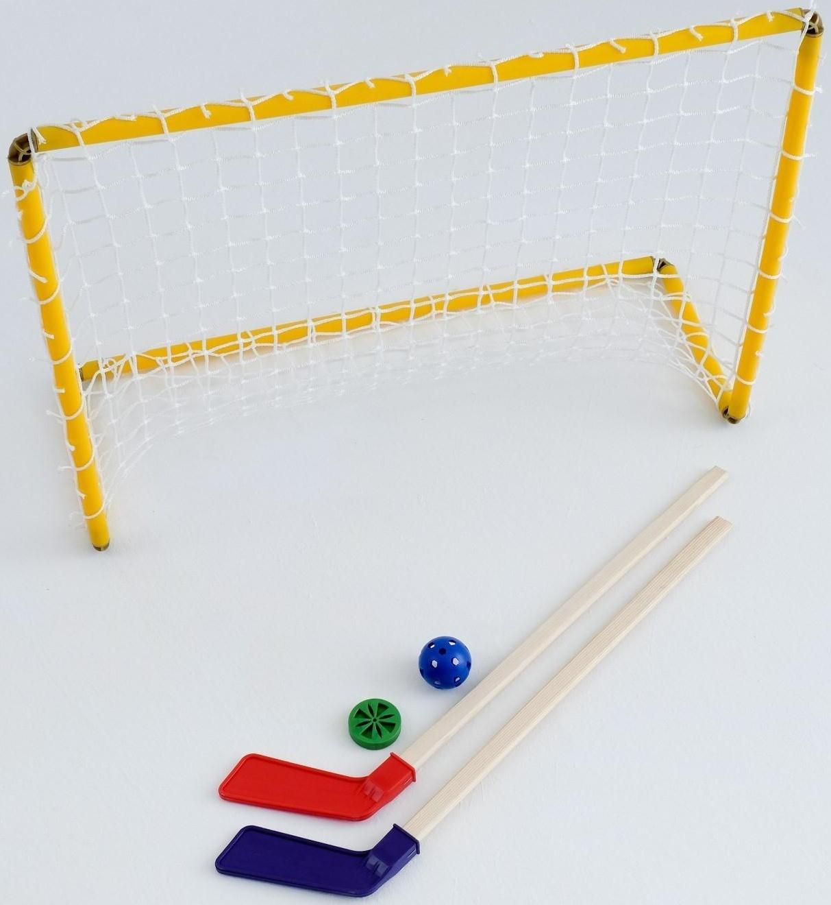 Набор хоккейный 5 в 1: ворота, 2 клюшки, шайба, мячик