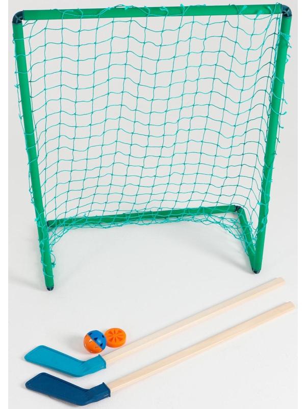 Набор хоккейный 5 в 1: ворота, 2 клюшки, шайба, мячик