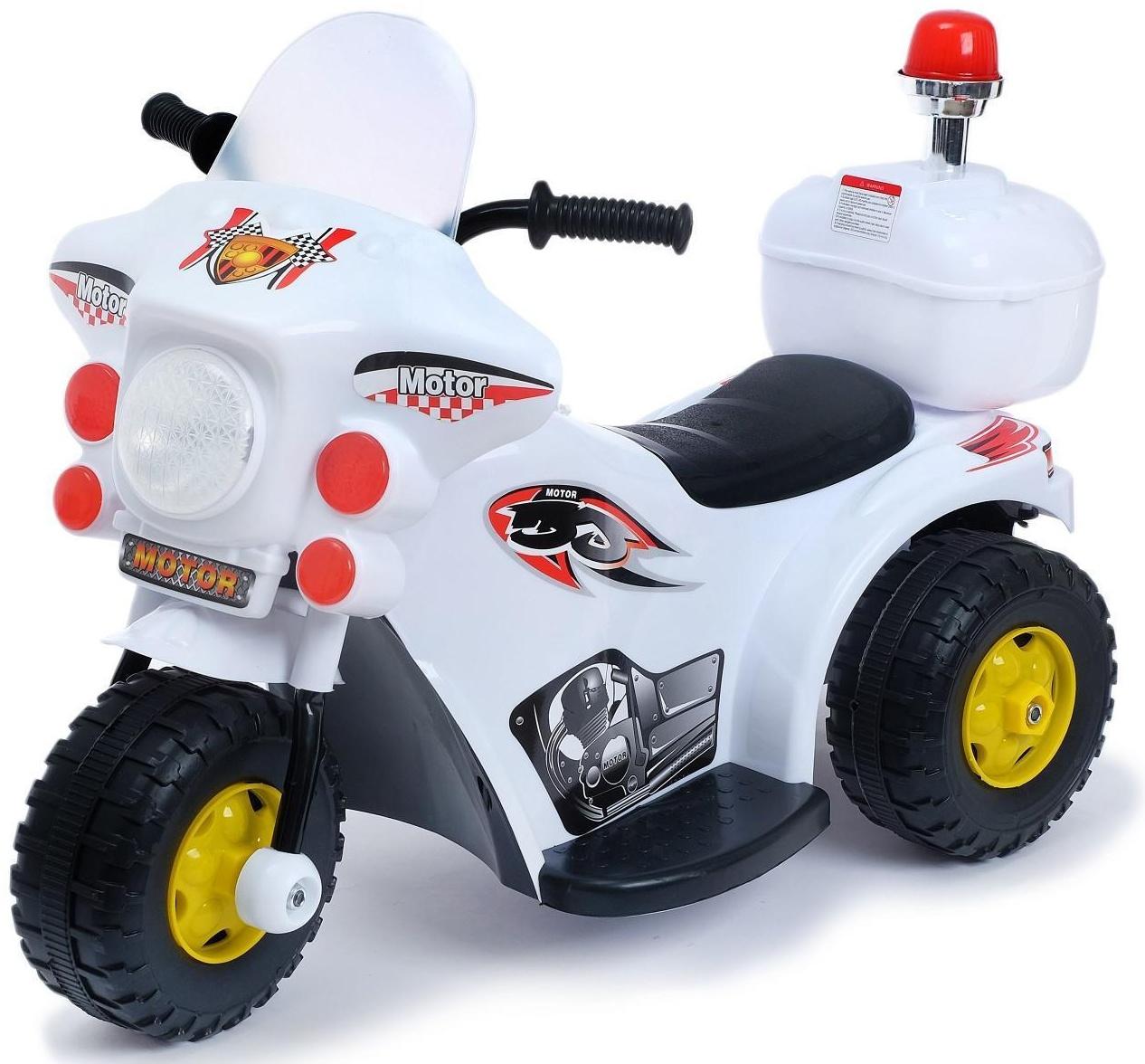 Детский электромобиль «Мотоцикл шерифа», цвет белый