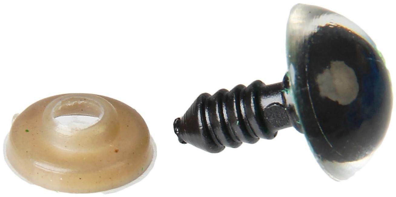 Глаза винтовые с заглушками, «Блёстки» набор 34 шт, размер 1 шт: 1,4 см, цвет зелёный