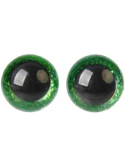Глаза винтовые с заглушками, «Блёстки» набор 34 шт, размер 1 шт: 1,4 см, цвет зелёный