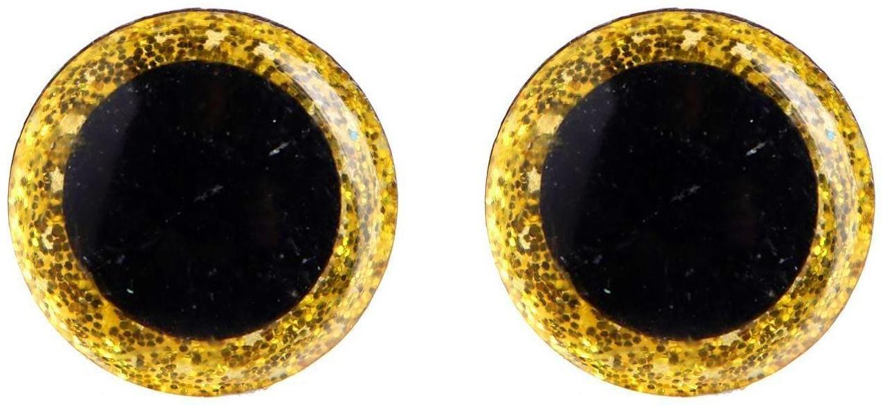 Глаза винтовые с заглушками, «Блёстки» набор 34 шт., размер 1 шт: 1,4 см, цвет жёлтый