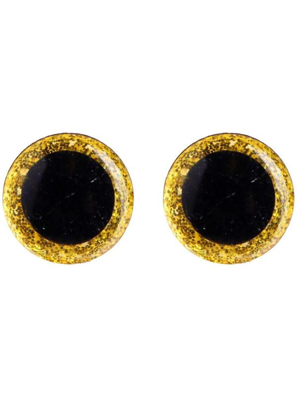 Глаза винтовые с заглушками, «Блёстки» набор 34 шт., размер 1 шт: 1,4 см, цвет жёлтый