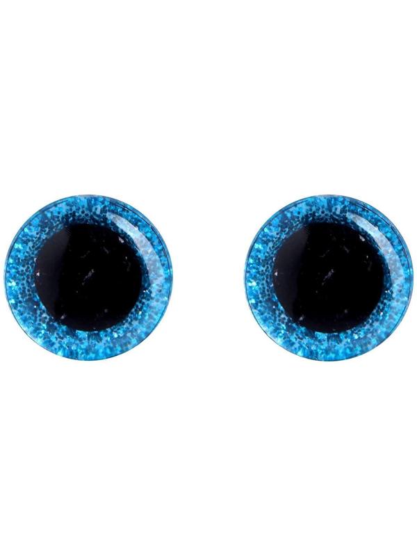 Глаза винтовые с заглушками, «Блёстки» набор 34 шт., размер 1 шт: 1,4 см, цвет голубой