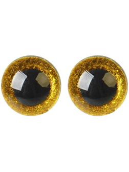 Глаза винтовые с заглушками, «Блёстки» набор 24 шт, размер 1 шт: 1,8 см, цвет жёлтый