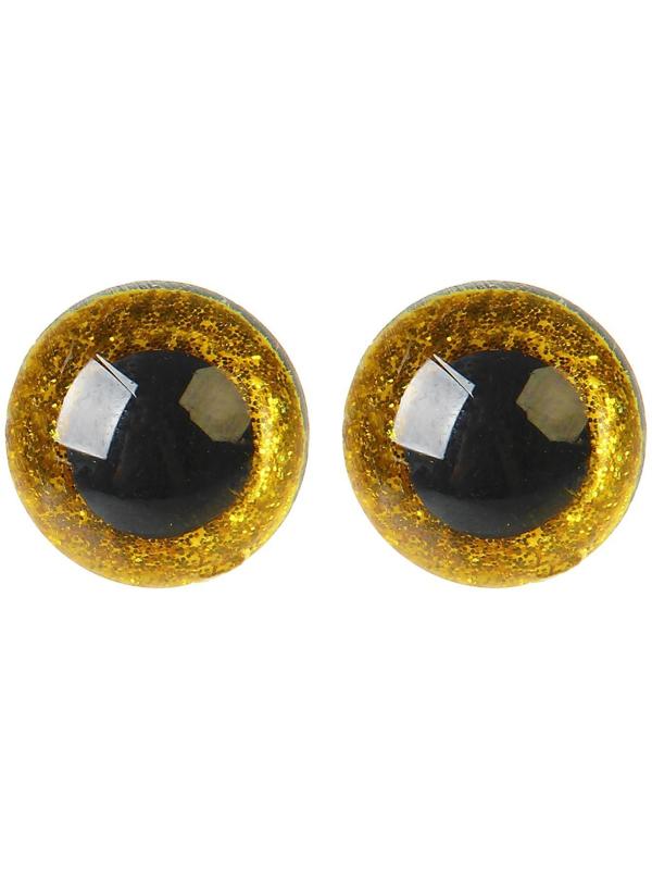 Глаза винтовые с заглушками, «Блёстки» набор 24 шт, размер 1 шт: 1,8 см, цвет жёлтый