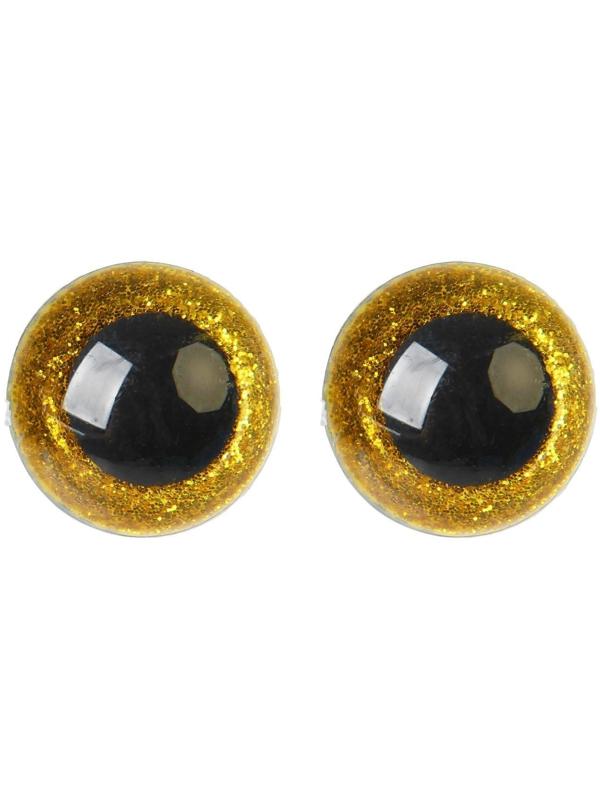 Глаза винтовые с заглушками, «Блёстки» набор 20 шт, размер 1 шт: 2,2 см, цвет жёлтый