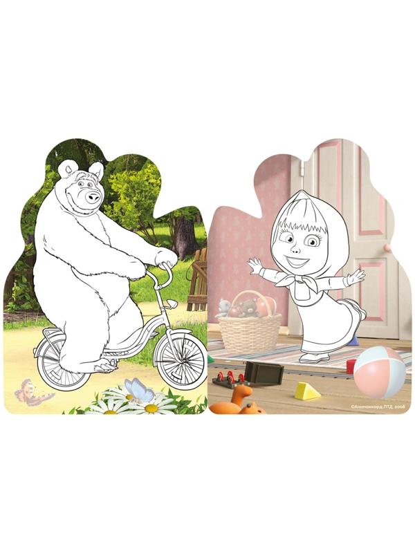 Раскраска с наклейками «Поиграй со мною», 12 стр., Маша и Медведь