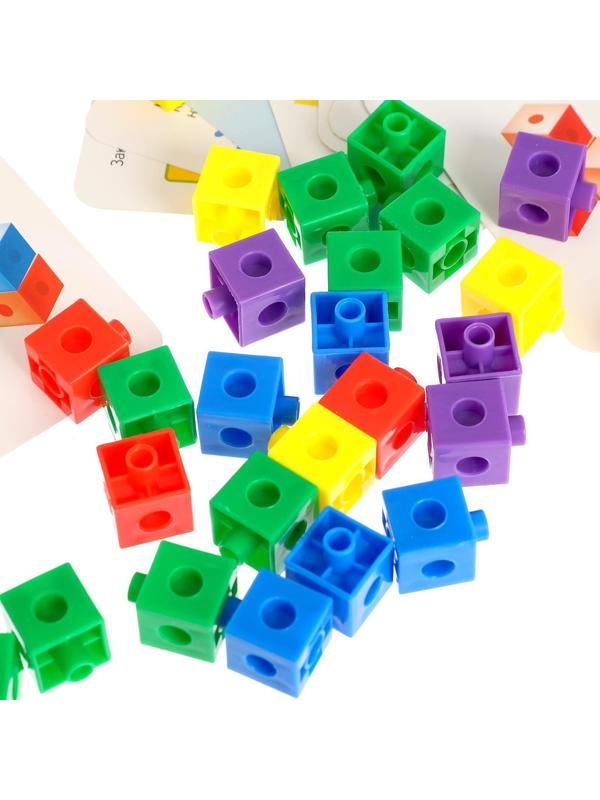 Обучающий набор «Кубики-конструктор: логика и внимание» с заданиями, 50 кубиков, по методике Монтессори