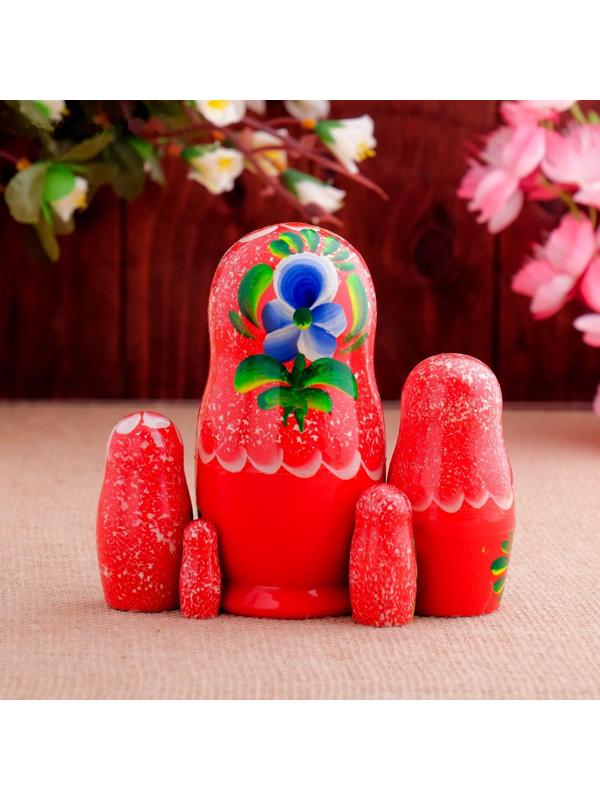 Матрёшка «Фиалки», красное платье, 5 кукольная, 12 см