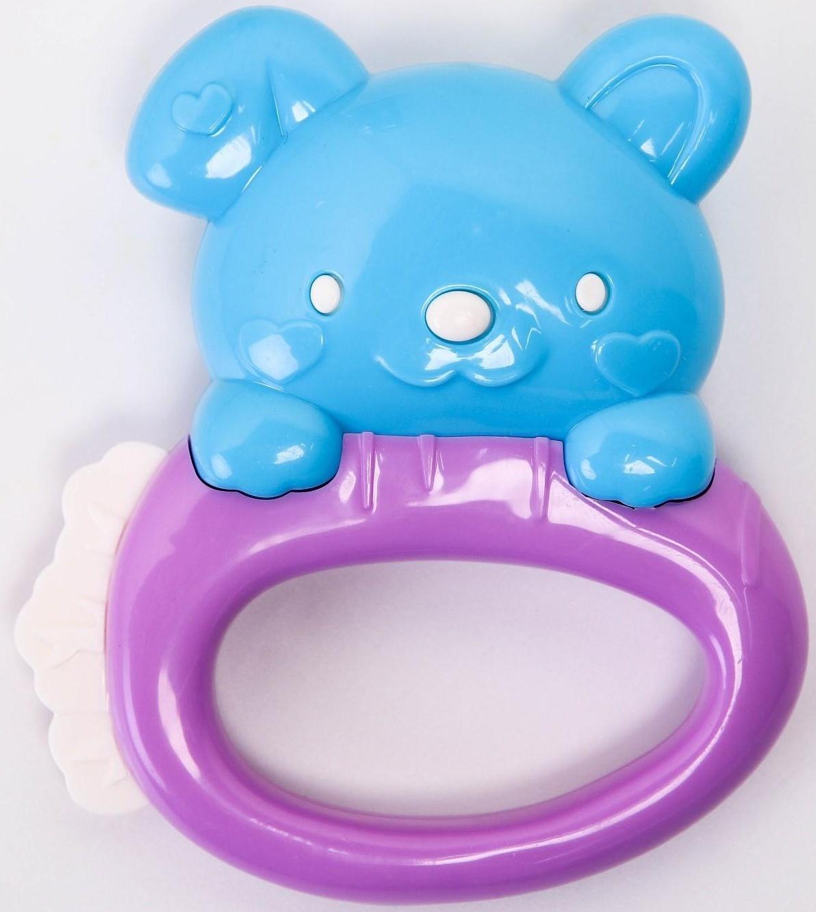 Погремушка «Собачка» с прорезывателем, виды и цвет МИКС