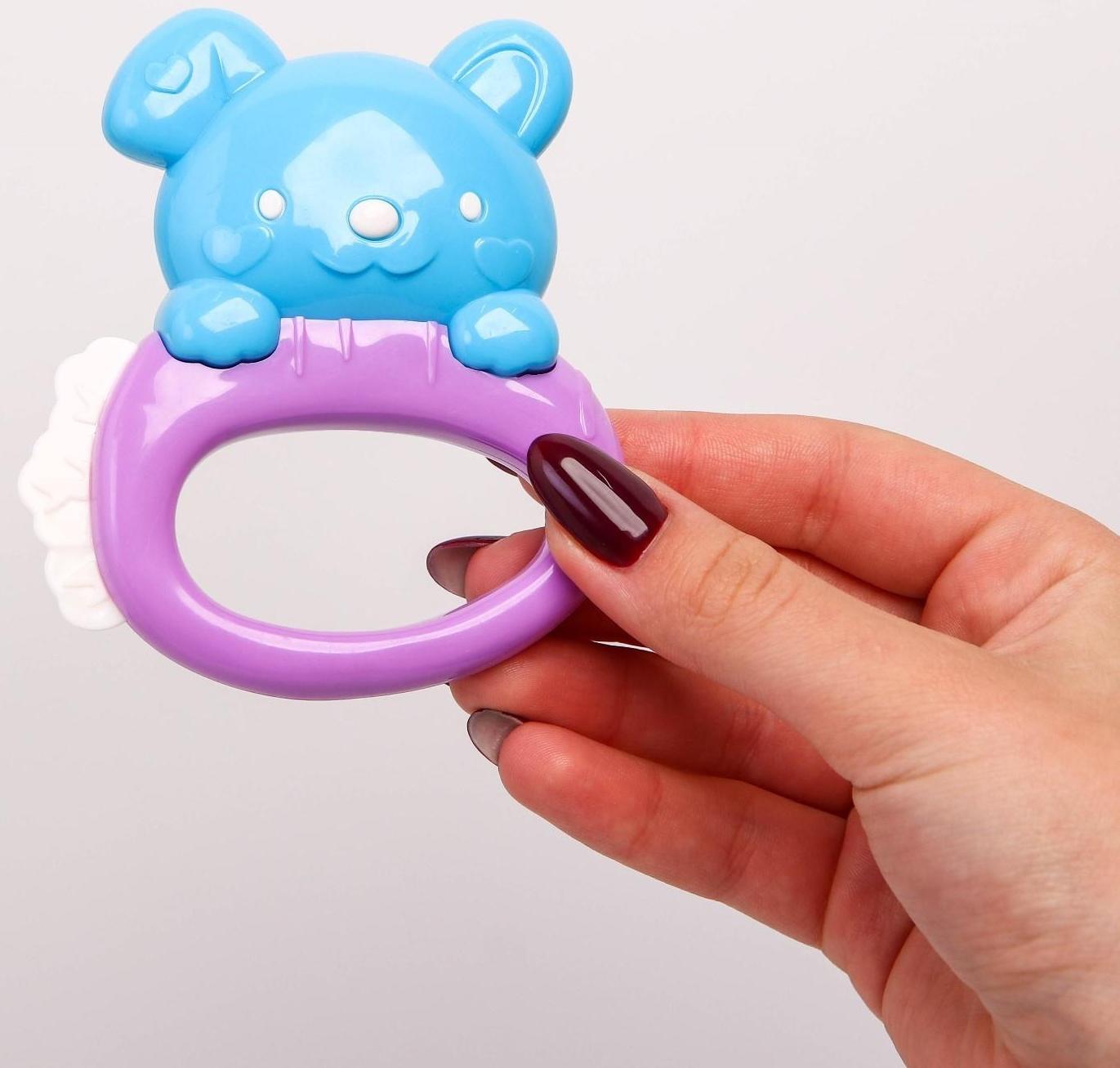 Погремушка «Собачка» с прорезывателем, виды и цвет МИКС