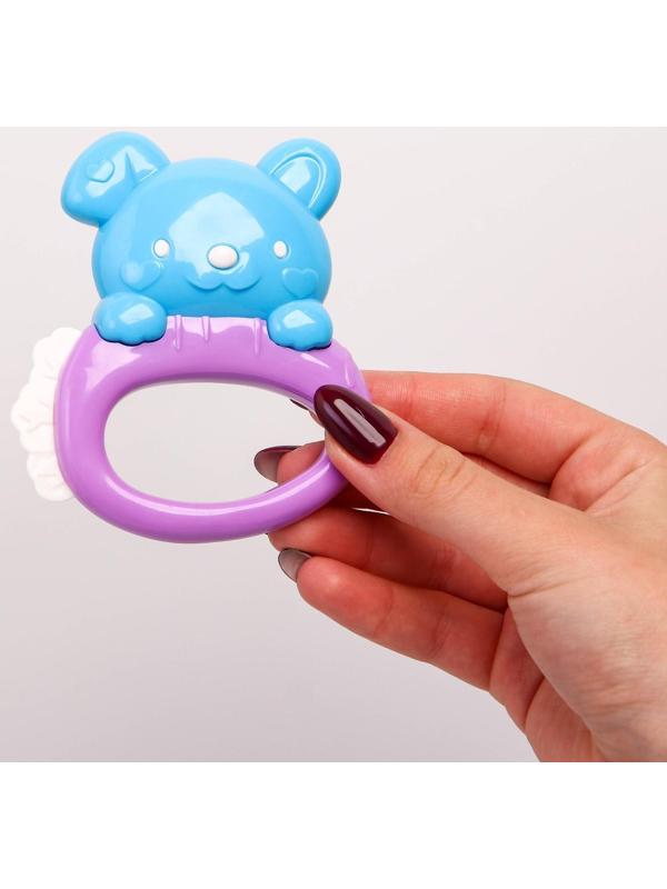 Погремушка «Собачка» с прорезывателем, виды и цвет МИКС