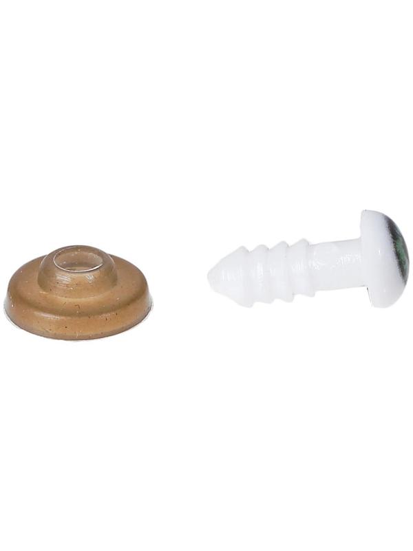 Глаза винтовые с заглушками, набор 10 шт, размер 1 шт: 0,8 см, цвет зелёный