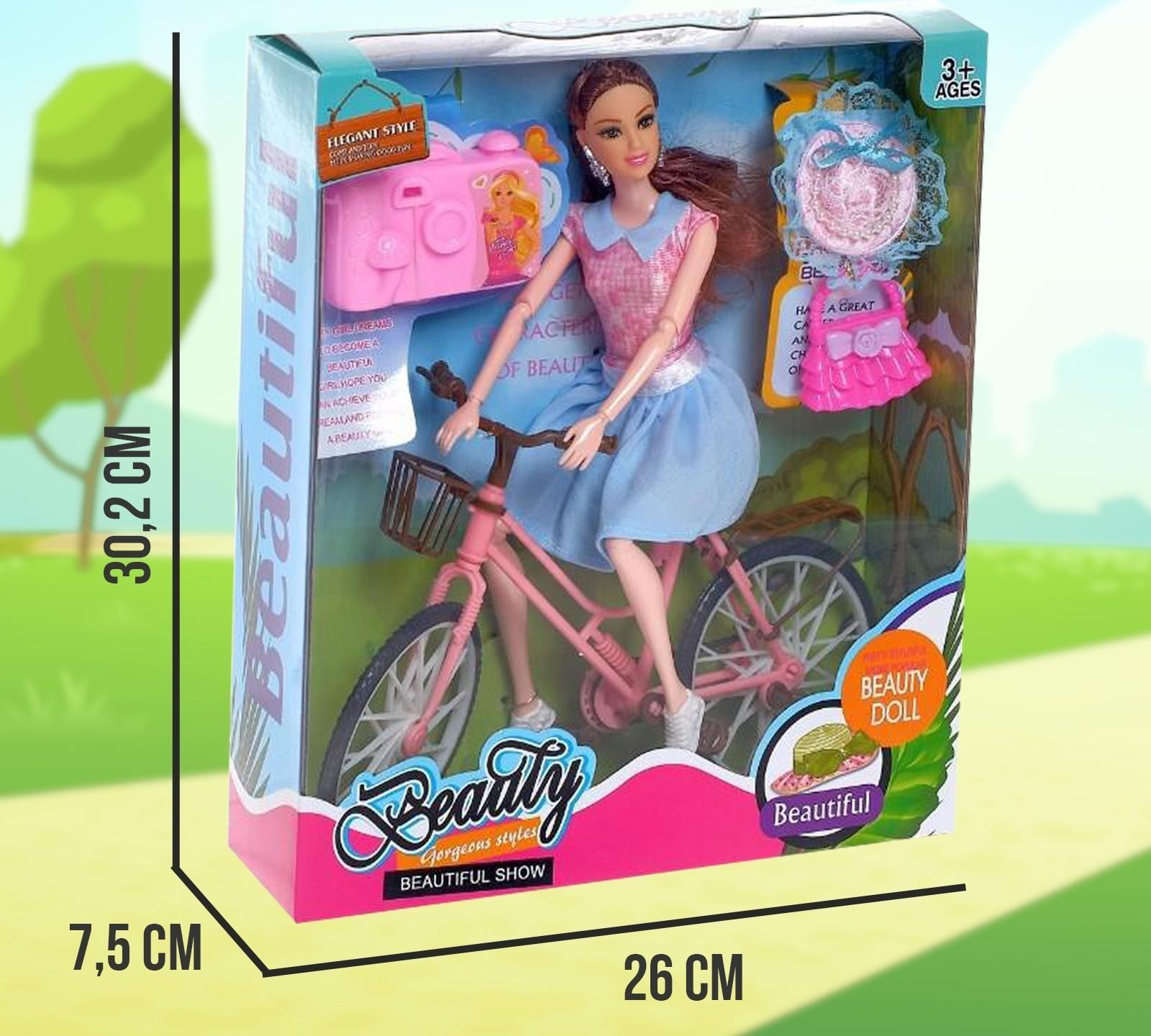 Кукла-модель шарнирная «Юля» на велосипеде, с аксессуарами