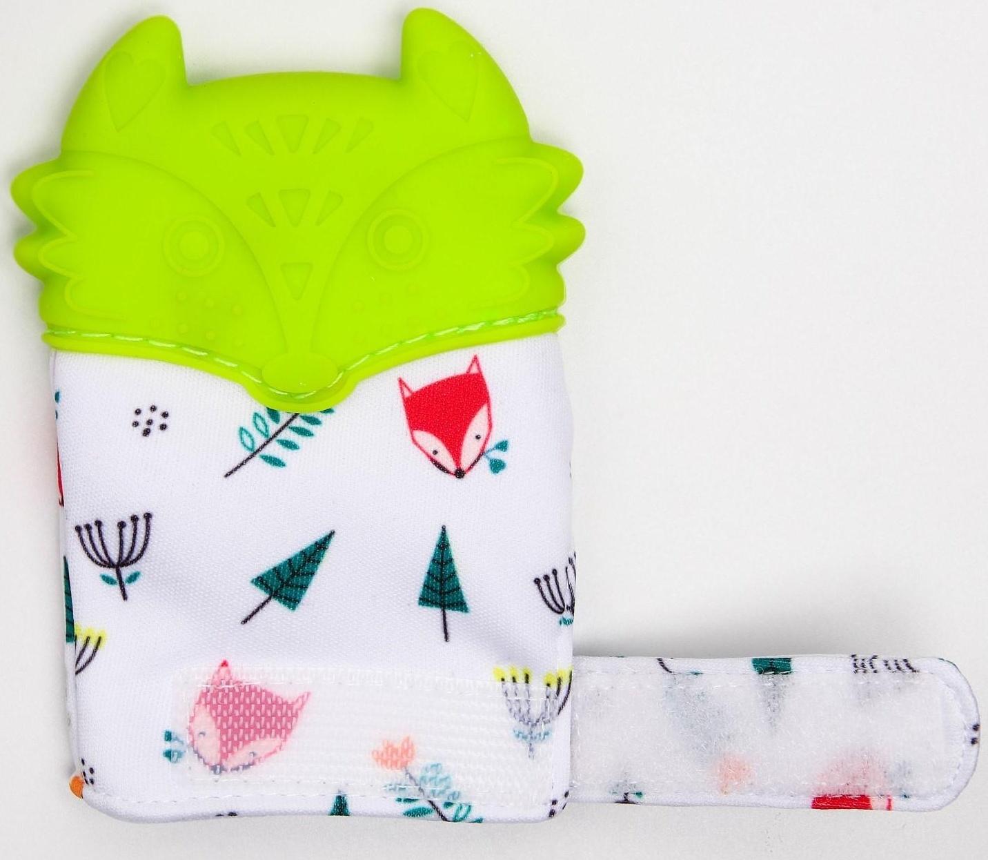 Прорезыватель рукавичка «Лисёнок», на липучке, цвет МИКС