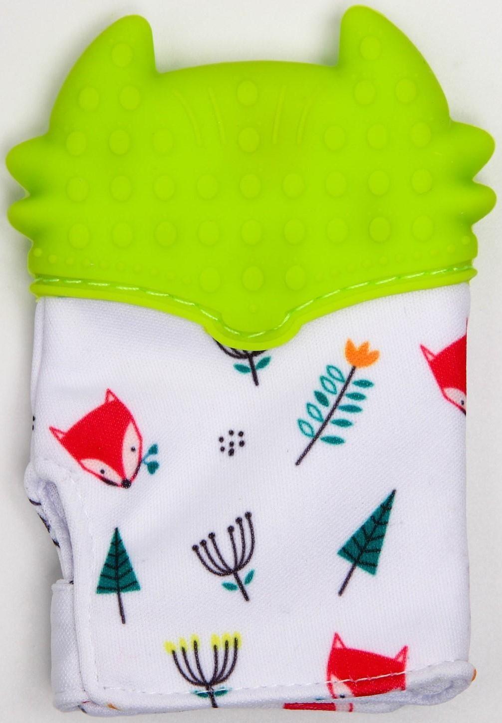 Прорезыватель рукавичка «Лисёнок», на липучке, цвет МИКС