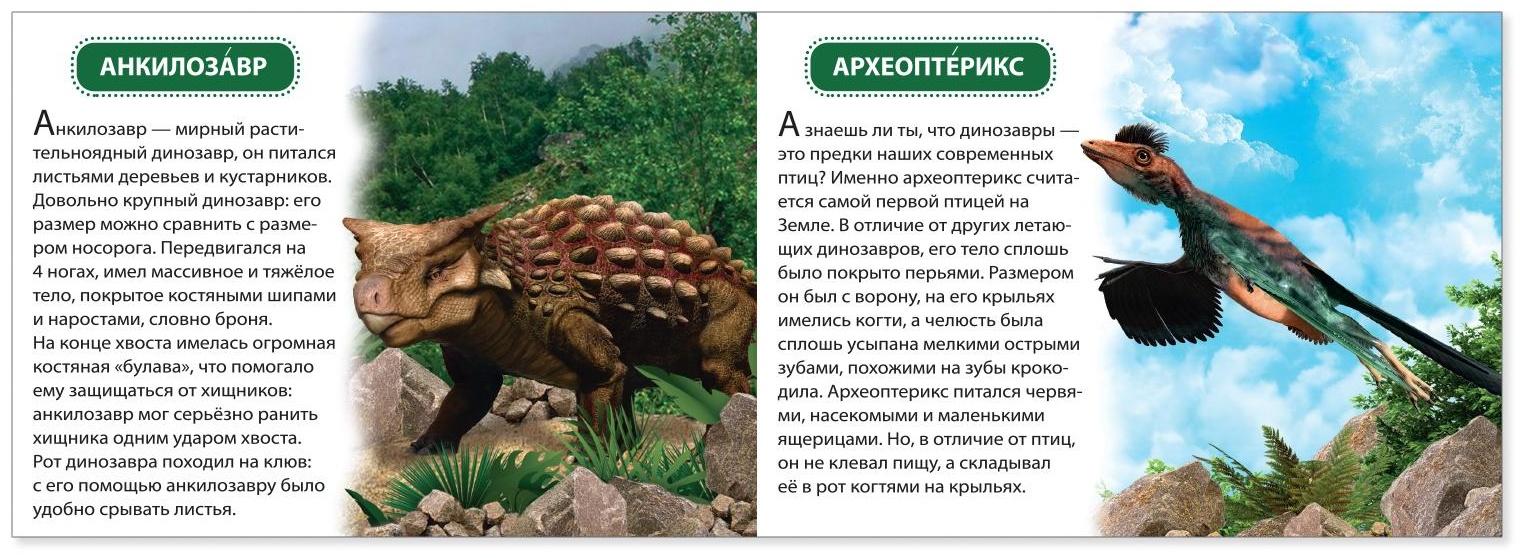 Обучающая книжка «Динозавры», 18 динозавров