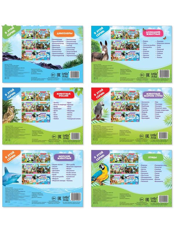 Обучающие книжки набор 6 шт. «Узнаём про всё вокруг», 108 животных и птиц