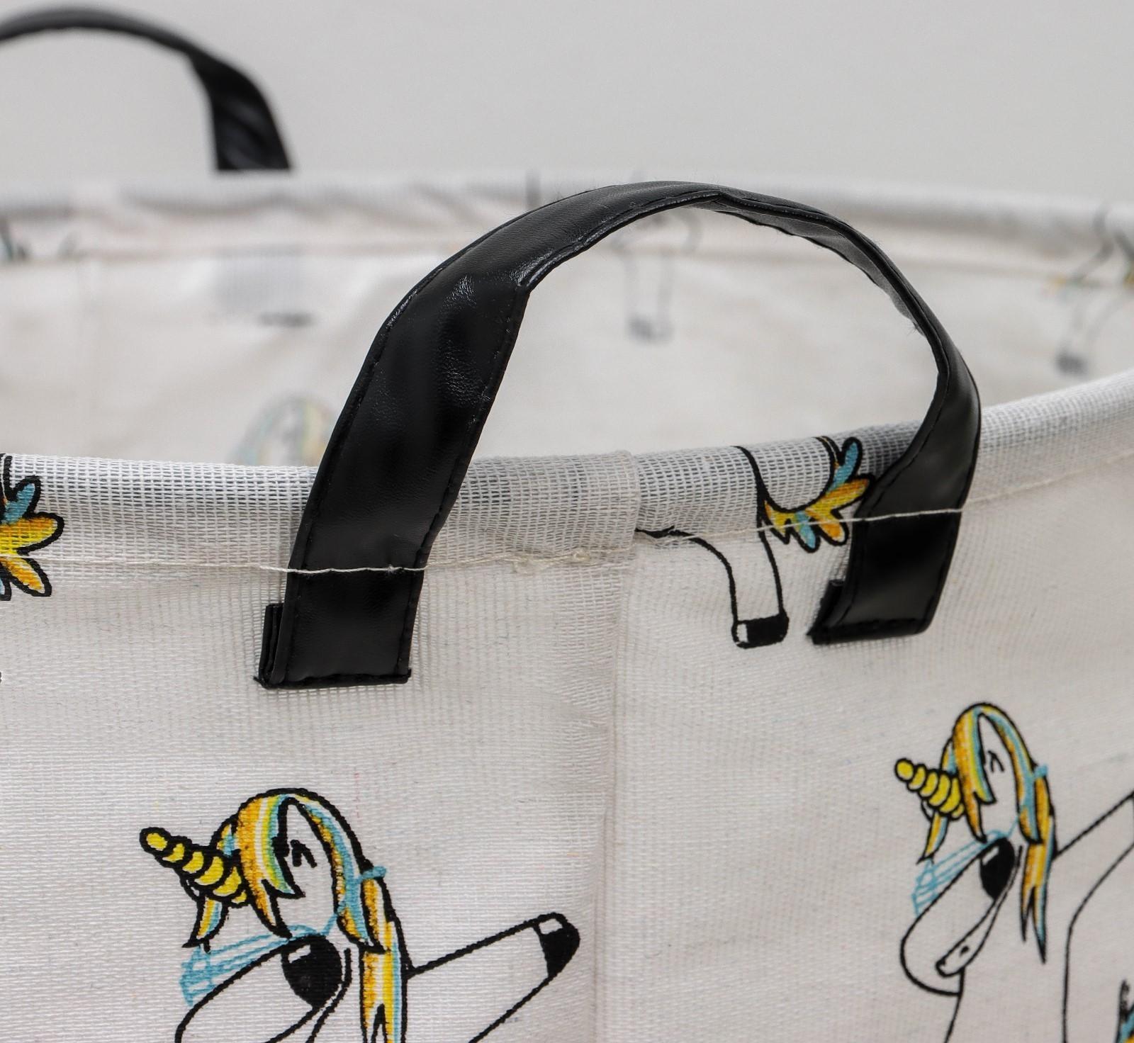 Корзина бельевая текстильная Доляна «Единороги», 40×40×48,5 см