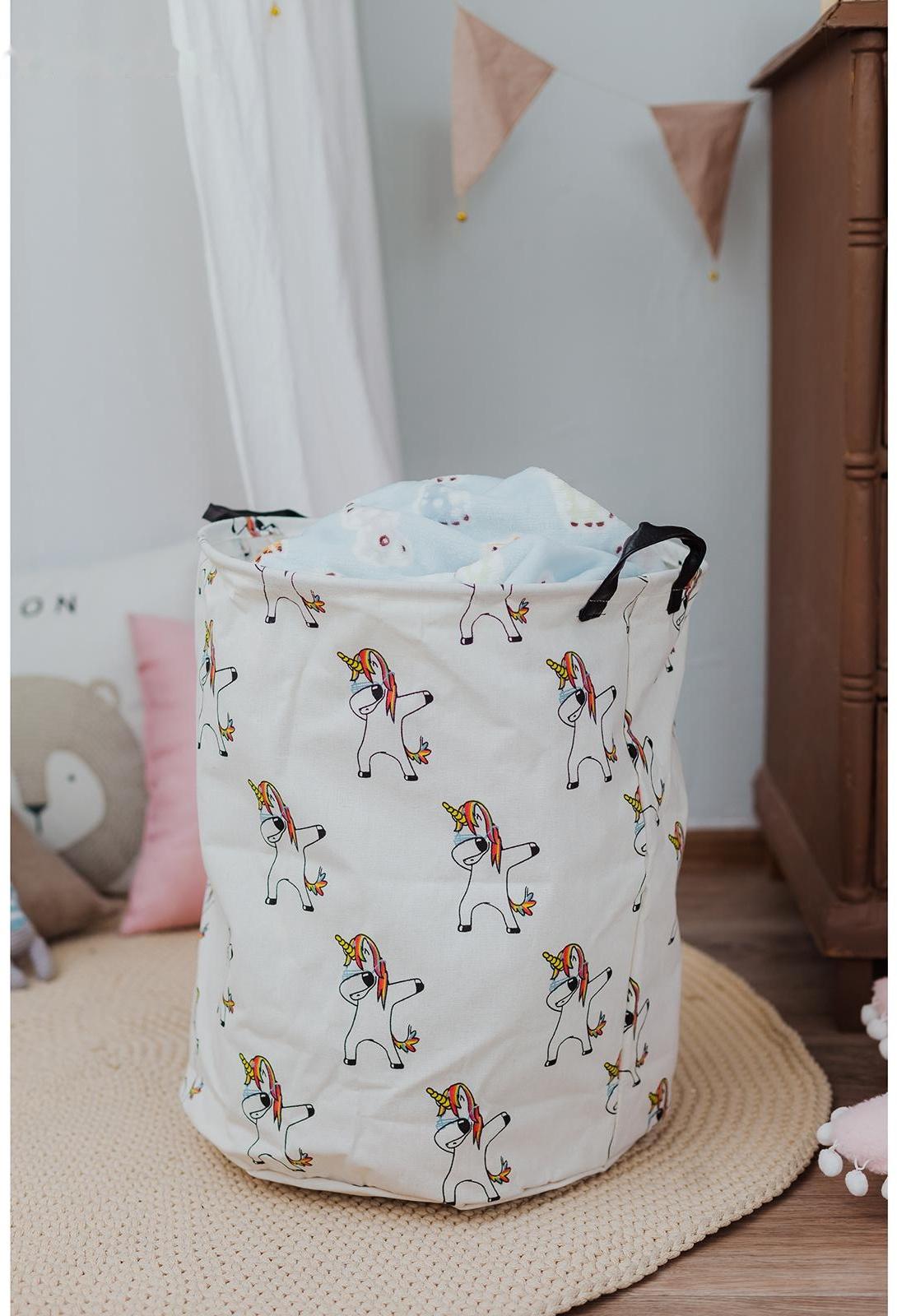 Корзина бельевая текстильная Доляна «Единороги», 40×40×48,5 см