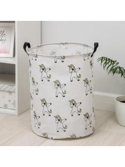 Корзина бельевая текстильная Доляна «Единороги», 40×40×48,5 см