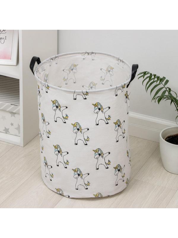 Корзина бельевая текстильная Доляна «Единороги», 40×40×48,5 см