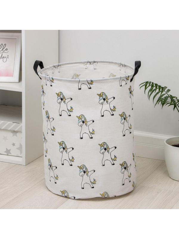 Корзина бельевая текстильная Доляна «Единороги», 40×40×48,5 см