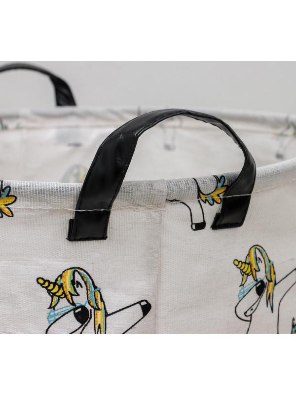 Корзина бельевая текстильная Доляна «Единороги», 40×40×48,5 см