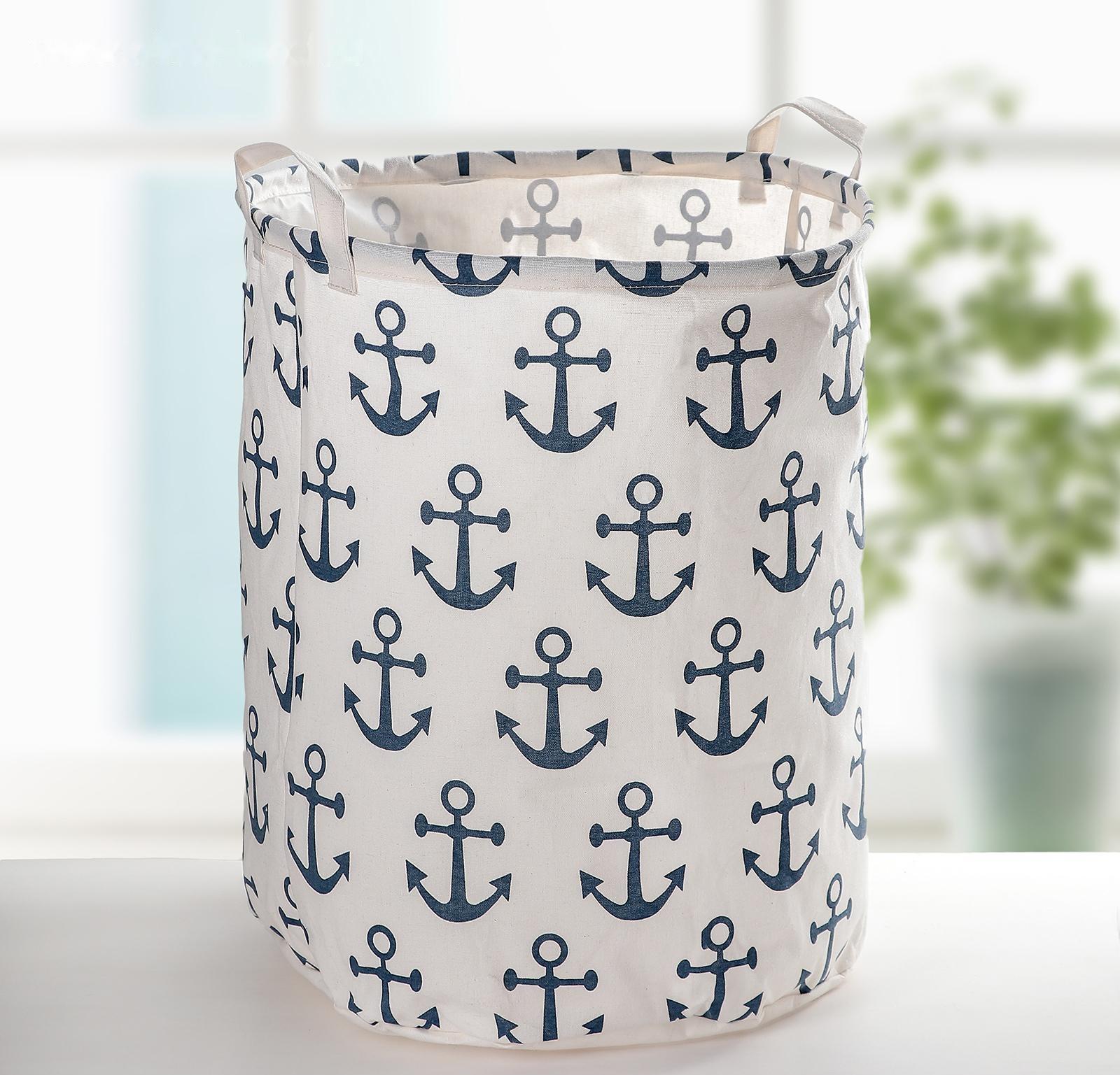 Корзина бельевая текстильная Доляна «Якорь», 40×40×48,5 см