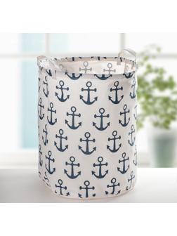 Корзина бельевая текстильная Доляна «Якорь», 40×40×48,5 см