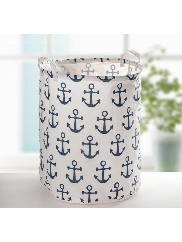 Корзина бельевая текстильная Доляна «Якорь», 40×40×48,5 см
