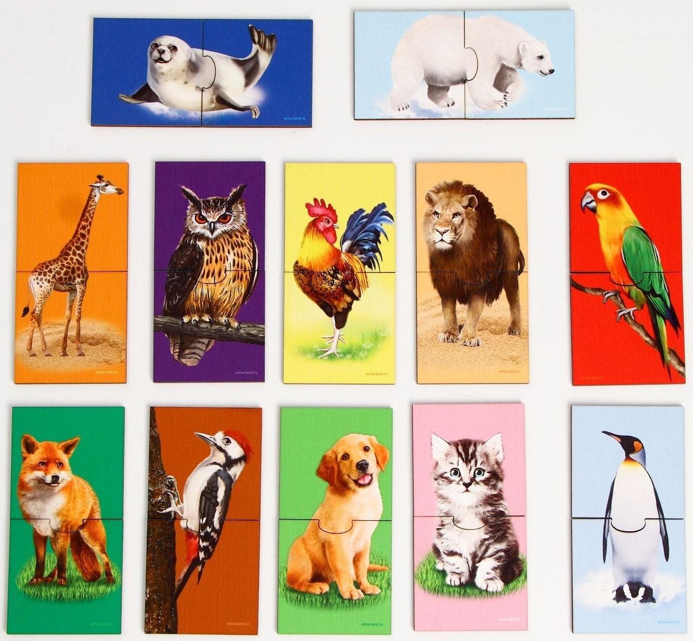 Пазл двойной «Животные» (головоломка), 12 пазлов, 24 детали