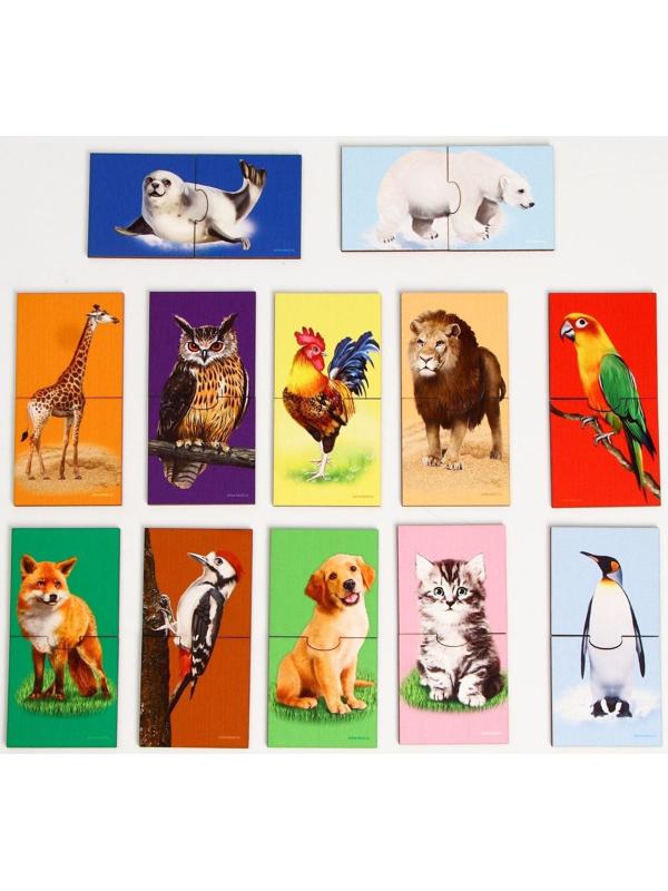 Пазл двойной «Животные» (головоломка), 12 пазлов, 24 детали