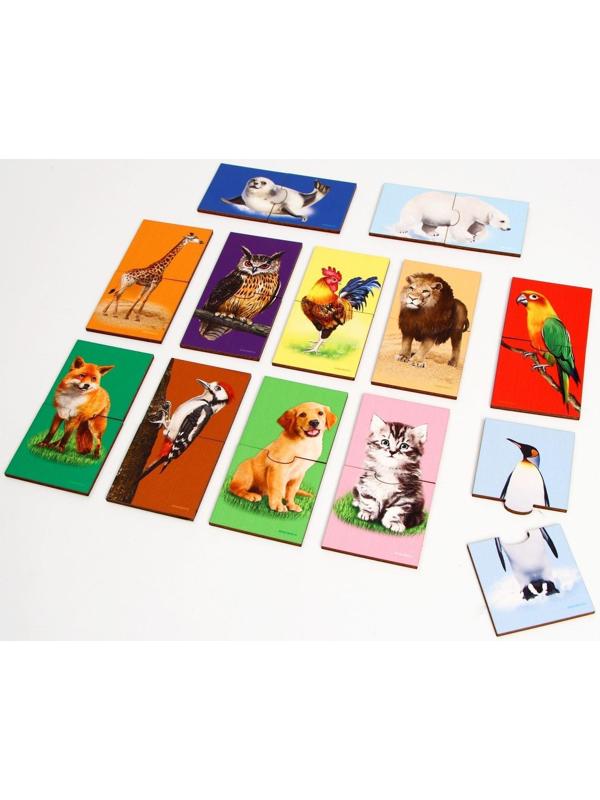 Пазл двойной «Животные» (головоломка), 12 пазлов, 24 детали