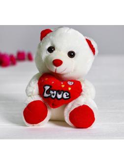 Мягкая игрушка «Мишка с сердцем», цвет красный
