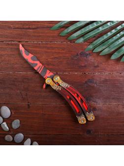 Сувенир деревянный «Нож бабочка, красные линии», 4576993