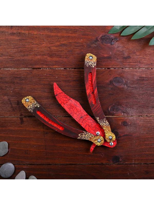 Сувенир деревянный «Нож бабочка, красный гранит»